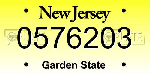 0576203 New Jersey License Plate