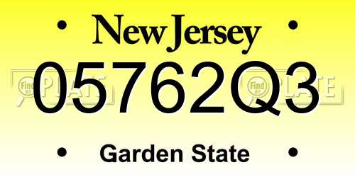 05762Q3 New Jersey License Plate