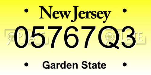 05767Q3 New Jersey License Plate