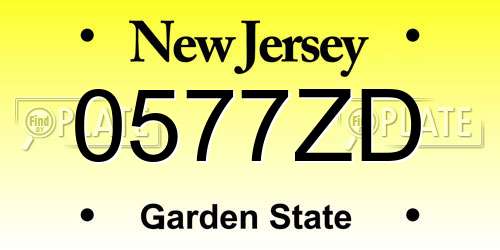 0577ZD New Jersey License Plate
