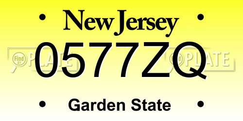 0577ZQ New Jersey License Plate