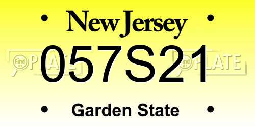 057S21 New Jersey License Plate