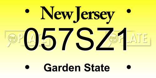 057SZ1 New Jersey License Plate