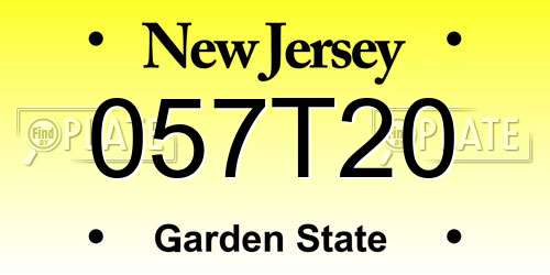 057T20 New Jersey License Plate