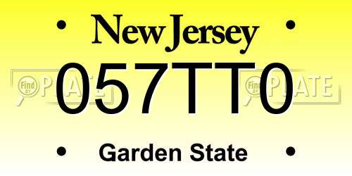 057TT0 New Jersey License Plate