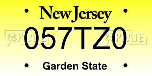 057TZ0 New Jersey License Plate