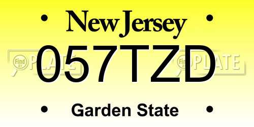 057TZD New Jersey License Plate