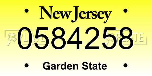 0584258 New Jersey License Plate