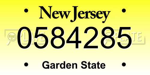 0584285 New Jersey License Plate