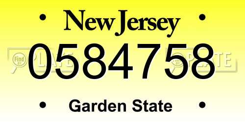 0584758 New Jersey License Plate