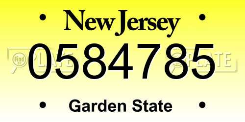 0584785 New Jersey License Plate