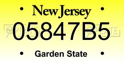 05847B5 New Jersey License Plate
