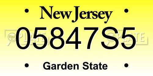 05847S5 New Jersey License Plate