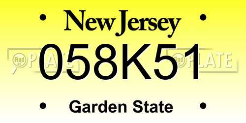 058K51 New Jersey License Plate