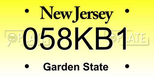 058KB1 New Jersey License Plate