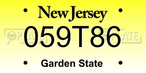 059T86 New Jersey License Plate