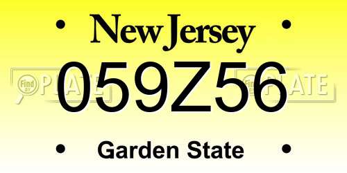 059Z56 New Jersey License Plate