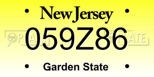 059Z86 New Jersey License Plate