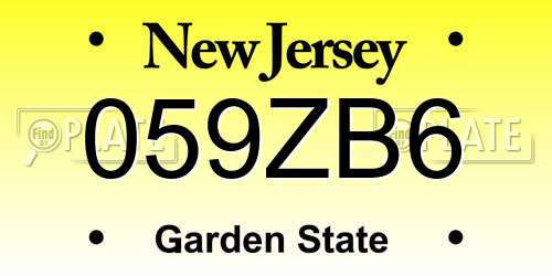 059ZB6 New Jersey License Plate