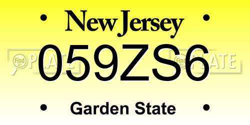 059ZS6 New Jersey License Plate