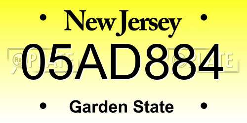 05AD884 New Jersey License Plate