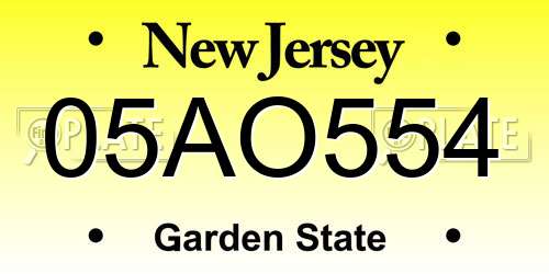 05AO554 New Jersey License Plate