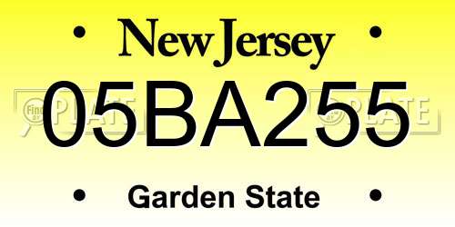 05BA255 New Jersey License Plate