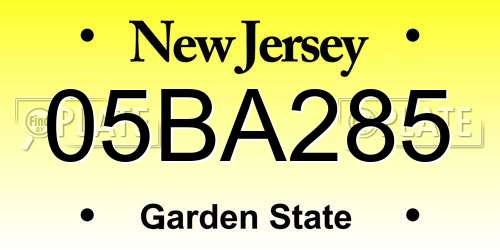 05BA285 New Jersey License Plate