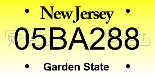 05BA288 New Jersey License Plate