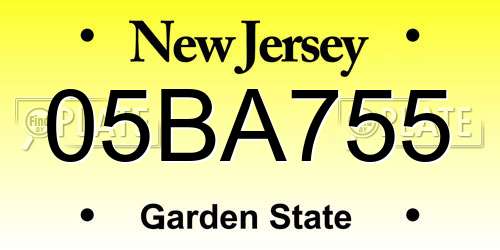 05BA755 New Jersey License Plate