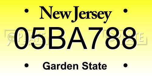 05BA788 New Jersey License Plate