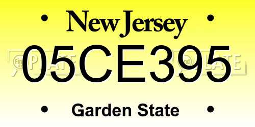05CE395 New Jersey License Plate