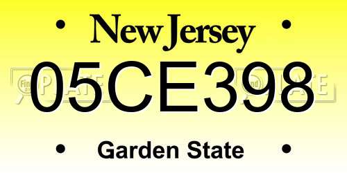 05CE398 New Jersey License Plate