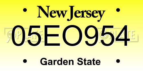 05EO954 New Jersey License Plate