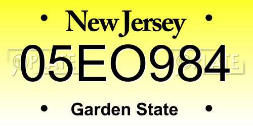 05EO984 New Jersey License Plate