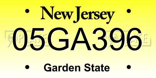 05GA396 New Jersey License Plate