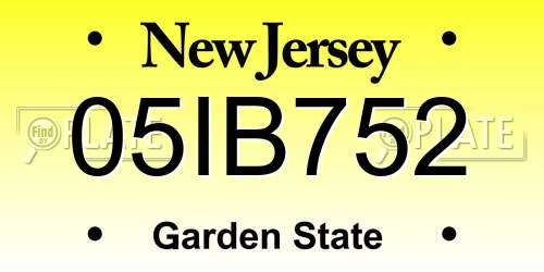 05IB752 New Jersey License Plate
