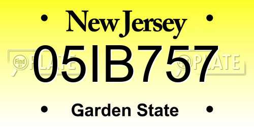 05IB757 New Jersey License Plate