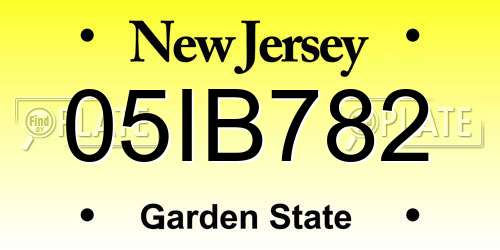05IB782 New Jersey License Plate