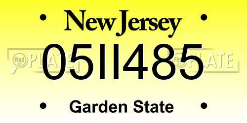05II485 New Jersey License Plate