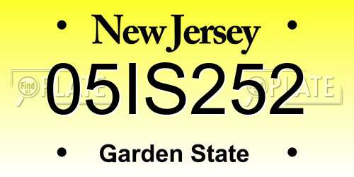 05IS252 New Jersey License Plate