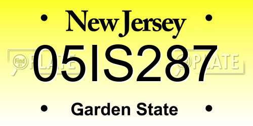 05IS287 New Jersey License Plate
