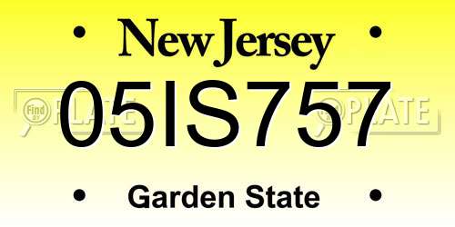 05IS757 New Jersey License Plate