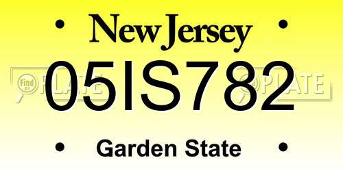 05IS782 New Jersey License Plate