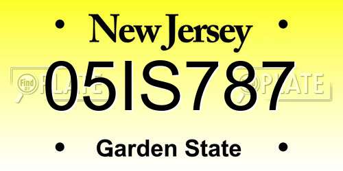 05IS787 New Jersey License Plate