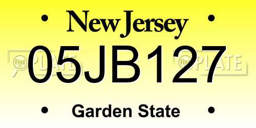 05JB127 New Jersey License Plate