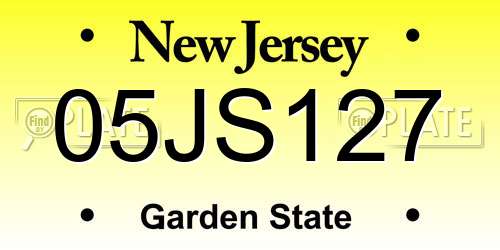 05JS127 New Jersey License Plate