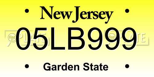 05LB999 New Jersey License Plate