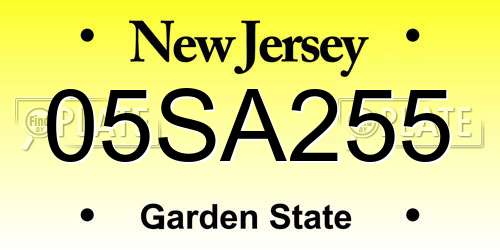 05SA255 New Jersey License Plate