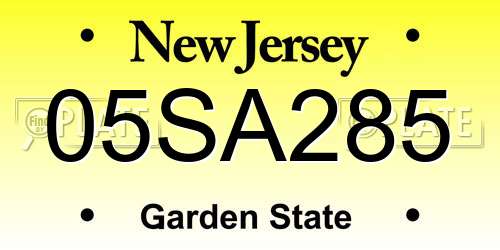 05SA285 New Jersey License Plate
